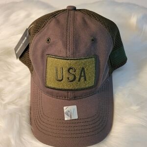 Brown and Green USA Mens Cap